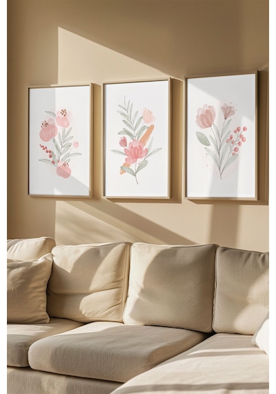 Artavessa Gerçek Ahşap Çerçeveli 3 Parça 3D Poster Tablo Seti - 3DARTSOHOSET100