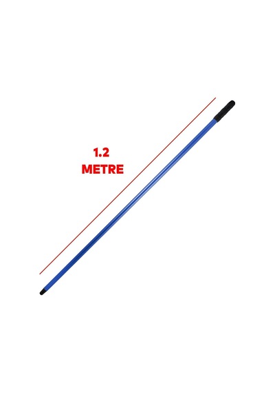 Badem10 Mavi Boyalı Kalın Fırça Sapı Süpürge Çekpas Standart Metal Sap 120 Cm Sabit Sırık Faraş Sap 1.2 Mt