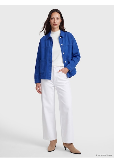Lcw Vision Mavi Oversize Kadın Jean Gömlek
