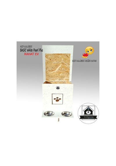 Kedigram Kedi Kulübesi Basic White Pearl Plus Kedi Evi Yağlı Boyalı