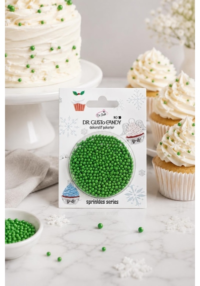 Dr. Gusto 2 Mm Yeşil Boncuk Pasta Süsleme Şekeri