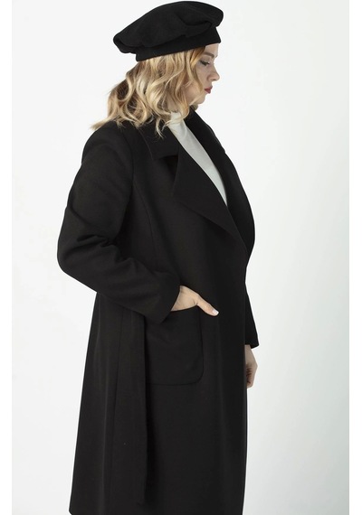 Moda Berray 904 Siyah Mono Yaka Torba Cepli Kaşe Kaban