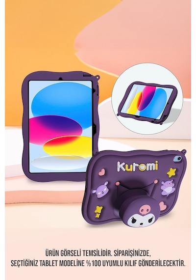 Apple Uyumlu iPad 8 Ve 9 Nesil 10 2 Inç 2020 2021 Kedi Kılıf Standlı Eğlenceli Koruma Purple