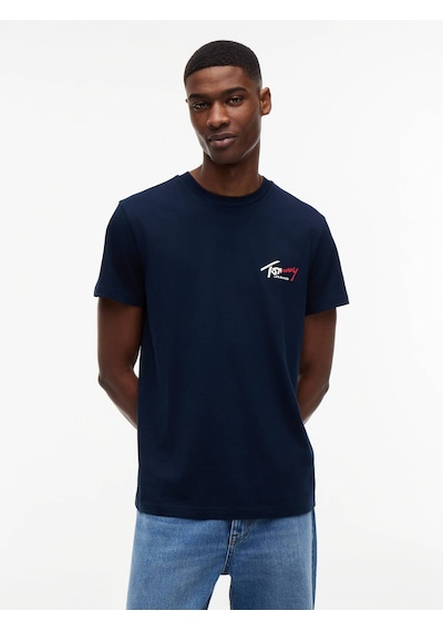 Tommy Hilfiger Tjm Slım Sıgn Chest Ss Tee Ext Erkek Mavi T-shirt - Dm0dm22538