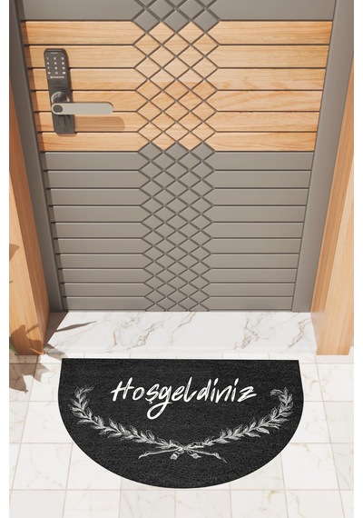 Rugmood Modern Dijital Paspas Siyah Hoşgeldiniz Paspas - Kapı Önü Paspası