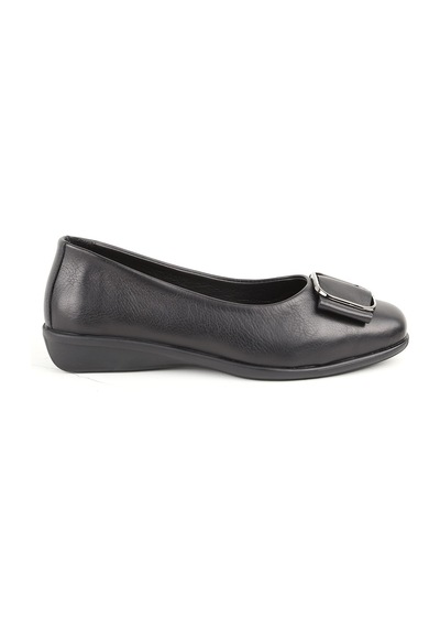 Libero L076.3101 Hakiki Deri Tokalı Esnek Kauçuk Taban Kadın Loafer Casual Ayakkabı Siyah
