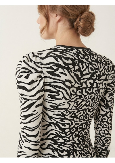 Neden Tekstil Siyah Beyaz Zebra Desenli Balon Omuz Mini Elbise - Siyah-beyaz Beyaz - Siyah Neden Tekstil Siyah Beyaz Zebra Desenli Balon Omuz Mini Elbise - Siyah-beyaz Beyaz - Siyah