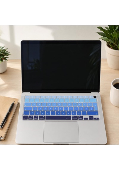 Türkçe Q Klavye Koruyucu Macbook Air A1932 A2179 A2337 M1 Uyumlu Uk Iso Ters L Enter Ultra İnce Silikon Keyboard Cover Lacivert Mavi