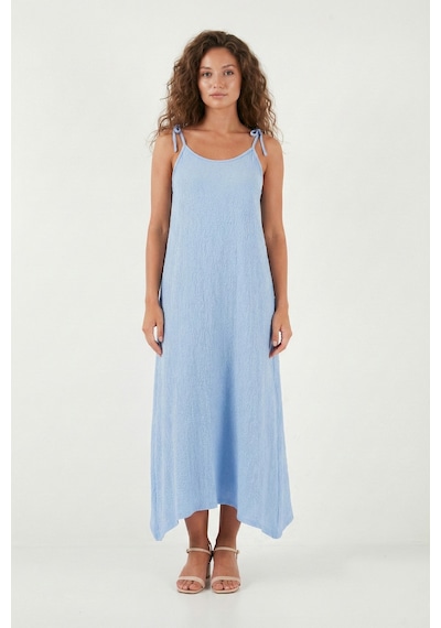 Lela Regular Fit Ip Askılı Uzun Bayan Elbise 5865732 Bebe Mavi
