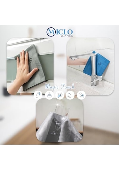 Mıclo Cleanıng Mikrofiber Temizlik Bezi 3'lü Set - Sihirli Bez Cam Ayna Bezi Dark Seri Açık Bej