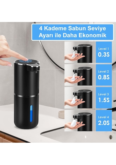 Greentech Sensörlü Usb Şarjlı Köpük Sabunluk / Gt-sd03s Siyah