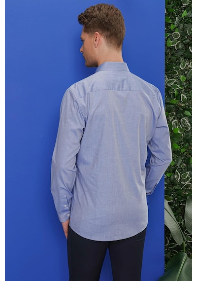 Efor Gk 678 Slim Fit Koyu Mavi Klasik Gömlek Koyu Mavi