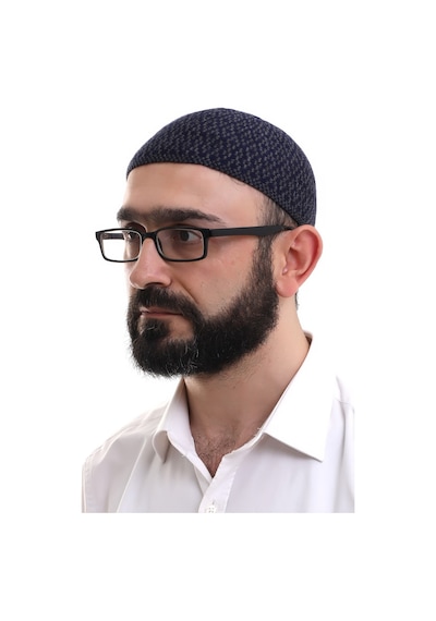 Lacivert Orlon Kışlık Namaz Takkesi Baklava Desenli Takke Lacivert