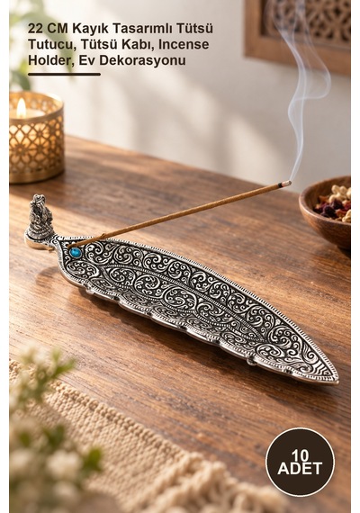 10 Adet Metal Kayık Tütsülük 22 Cm Kayık Tasarımlı Tütsü Tutucu, Tütsü Kabı, Incense Holder, Ev Dekorasyonu