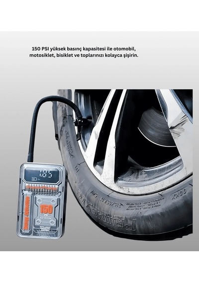 Lb 150 Psı Kablosuz Dijital Ekranlı Taşınabilir Araç Lastik Pompası