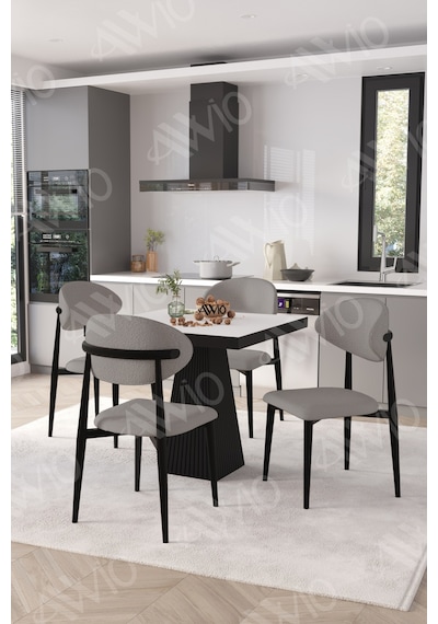 Avvio Marven Siyah Polo Metal Sandalye 90x90 Kare Yemek Masası Mutfak Masası Masa Sandalye Takımı Beyaz Avvio Marven Siyah Polo Metal Sandalye 90x90 Kare Yemek Masası Mutfak Masası Masa Sandalye Takımı Beyaz