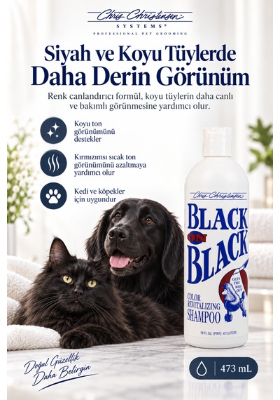 Chris Christensen Black On Black Siyah Ve Koyu Tüyler İçin Kedi Ve Köpek Şampuanı 473 Ml