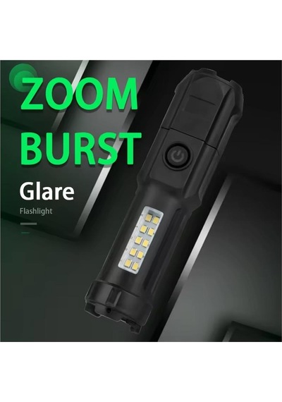 El Feneri Cob Led 4 Fonksiyonlu-zoomlu Usb Şarjlı Powerbank Özelikli 130 35 Mm