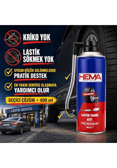 Oto Lastik Tamir Kiti - Universal Büyük Boy 400 Ml