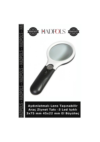 Aydınlatmalı Lens Taşınabilir Araç Ziynet Takı -3 Led Işıklı 3x75 Mm 45x22 Mm El Büyüteç