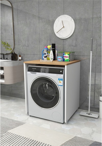 Enda Home Çamaşır Makinesi Dolabı 89x65 Cm Beyaz Atlantik Çam