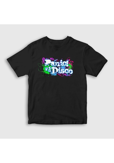 Presmono Unisex Çocuk Decor Panic At The Disco T-shirt Siyah
