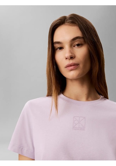 Calvin Klein Ss 20s Jersey Emblem, Vfj Mor Kadın T-shirt
