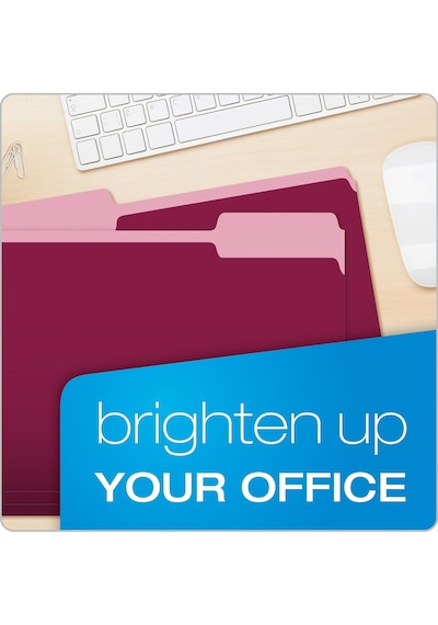 Two-tone File Dosya, 1/3 Cut Top Tab, Letter, Burgundy/light Burgundy, 100/box