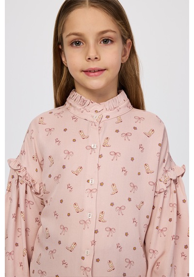 Panço Kız Çocuk Pembe Gömlek