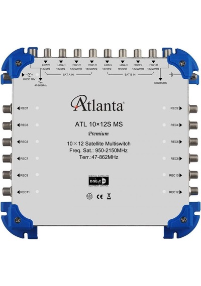Atlanta 10/12 10x12 Santral Merkezi Sistem Multiswitch Sonlu / Karasal Aktif + Adaptör