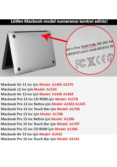 Apple Uyumlu MacBook Air 13" M1 A2337 Parlak Şeffaf Kılıf Koruyucu + Ekran Koruyucu Film