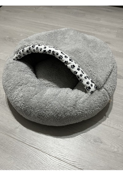 Coddry Pet Simit Mağara Yatak Kedi Küçük Irk Köpek Yatağı Gri