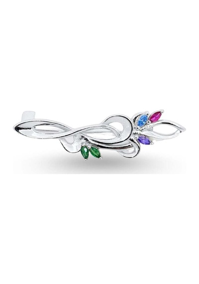 Oya Silver Renkli Taşlı Sarmal Gümüş Broş 61112612
