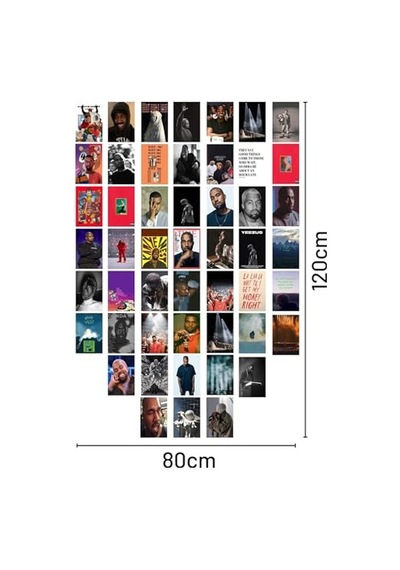 Postifull Kanye West Poster Kolaj Seti - Duvar Dekoru Poster - Sticker Bant Hediyeli - 50 Adet - 10 15 Cm