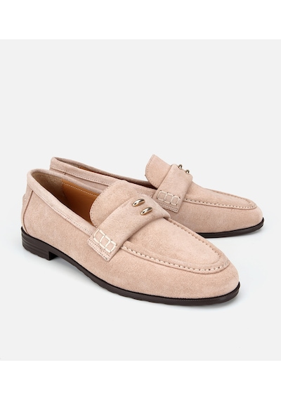 Hotiç Kadın Süet Deri Bej Toka Detaylı Klasik Loafer 01ayh321300a310 01ayh321300a310