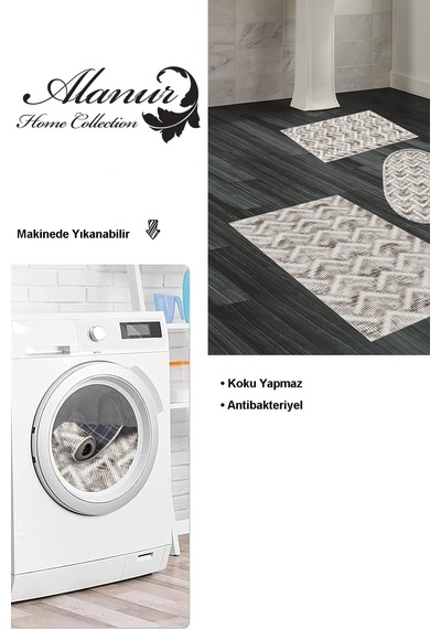 Dekoreko Kaymaz Taban Djt 3 Lü Banyo Paspas Takımı Star Pamuk Karışık Iskandinav F5124 Kahve