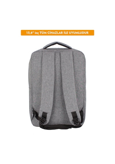 Dada Unisex Gri Laptop Sırt Çantası Okul Ofis İş Günlük Kullanım 15,6" İnç Su Geçirmez Kumaş Gri