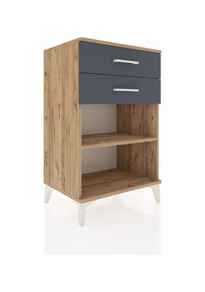 Hyperion Komodin Tek Raflı 2 Çekmeceli 60x44x96 Çam-antrasit Atlas Çam