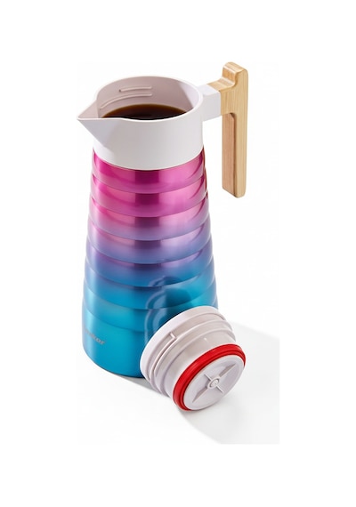 Cooker 2 Litre Çelik Termos Bambu Saplı Mavi - Pembe