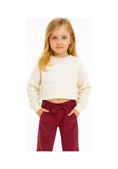 Zekids Kız Çocuk Beli Lastikli Mürdüm Yumuşak Kumaş Pantolon-16151 Bordo