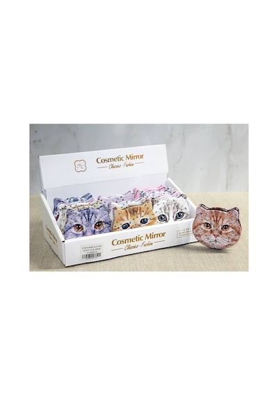 Taşlı Kedi El Aynası Alk3749 Evimdeyokyok Çok Renkli