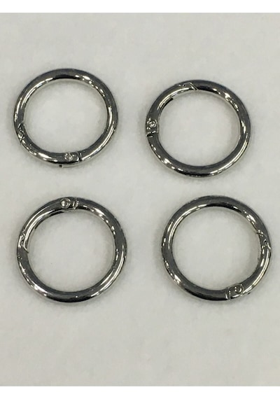 Karantuhafiye Çanta Halkası Yuvarlak Yaylı Klips 2,5 Cm 4 Lü Set Gümüş Gümüş