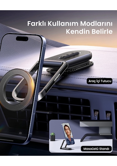Ugreen Magsafe Uyumlu 360 Döner Manyetik Araç İçi Telefon Tutucu, Havalandırma Montajlı, 65186