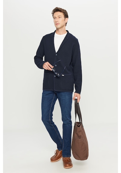 AC&Co / Altınyıldız Classics Erkek Lacı Pamuklu Standart Fit Normal Kesim Mono Yaka Torba Cepli Jakarlı Triko Ceket Lacı