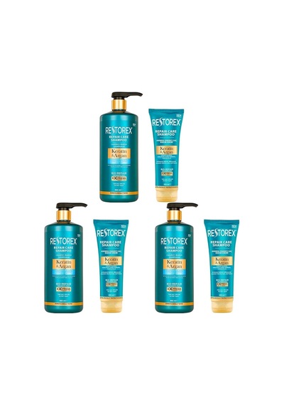 Tr Keratin & Argan Onarıcı Saç Bakım Şampuanı 900 Mililitre, Yıpranmış Ve Hasar Görmüş Saçlar 3 Paketi