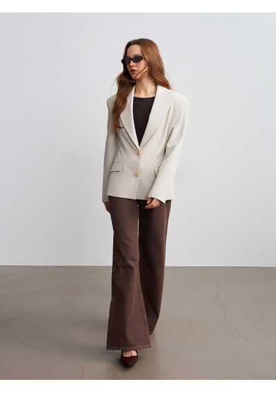 Dilvin 60787 Altın Düğmeli Blazer-taş Taş