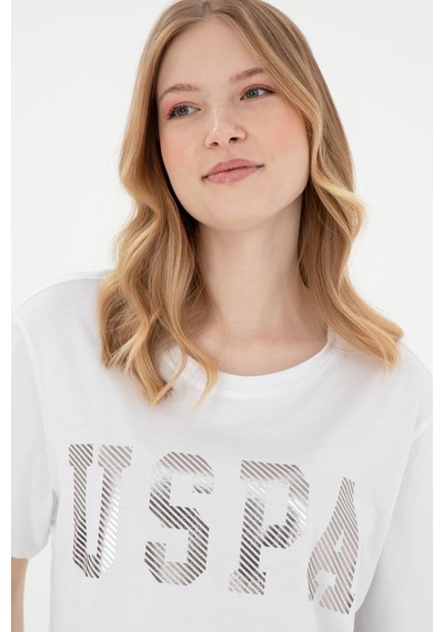 U.S. Polo Assn. Kadın Beyaz Bisiklet Yaka Basic Tişört 50300850-VR013