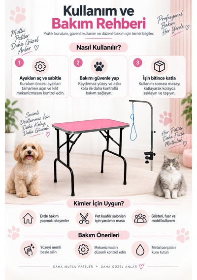 Pet Grooming Katlanabilir Pembe Taşınabilir Pet Kuaför Masası 80 Cm X 50 Cm Pet Grooming Katlanabilir Pembe Taşınabilir Pet Kuaför Masası 80 Cm X 50 Cm