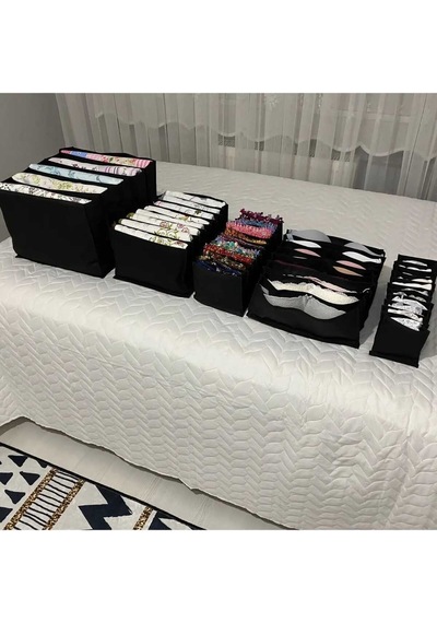 Cepli Organizer L Boy 8 Gözlü Kumaş Siyah Diğer