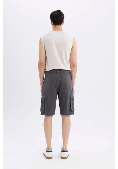 DeFacto Relax Fit Düz Paça Gabardin Kargo Bermuda Şort C5382AX24SMAR82